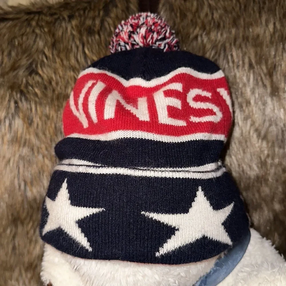 Vineyard Vines OS All American Navy White Red Pom Pom Knit Winter Ski Hat